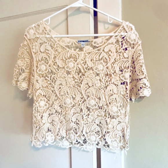 Express Tops - Express! Beautiful Crochet Ivory Top
